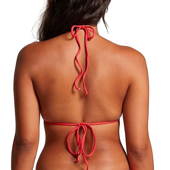 Volcom Simply Seamless Triangle Bikini Top Red - Picture 3 of 10